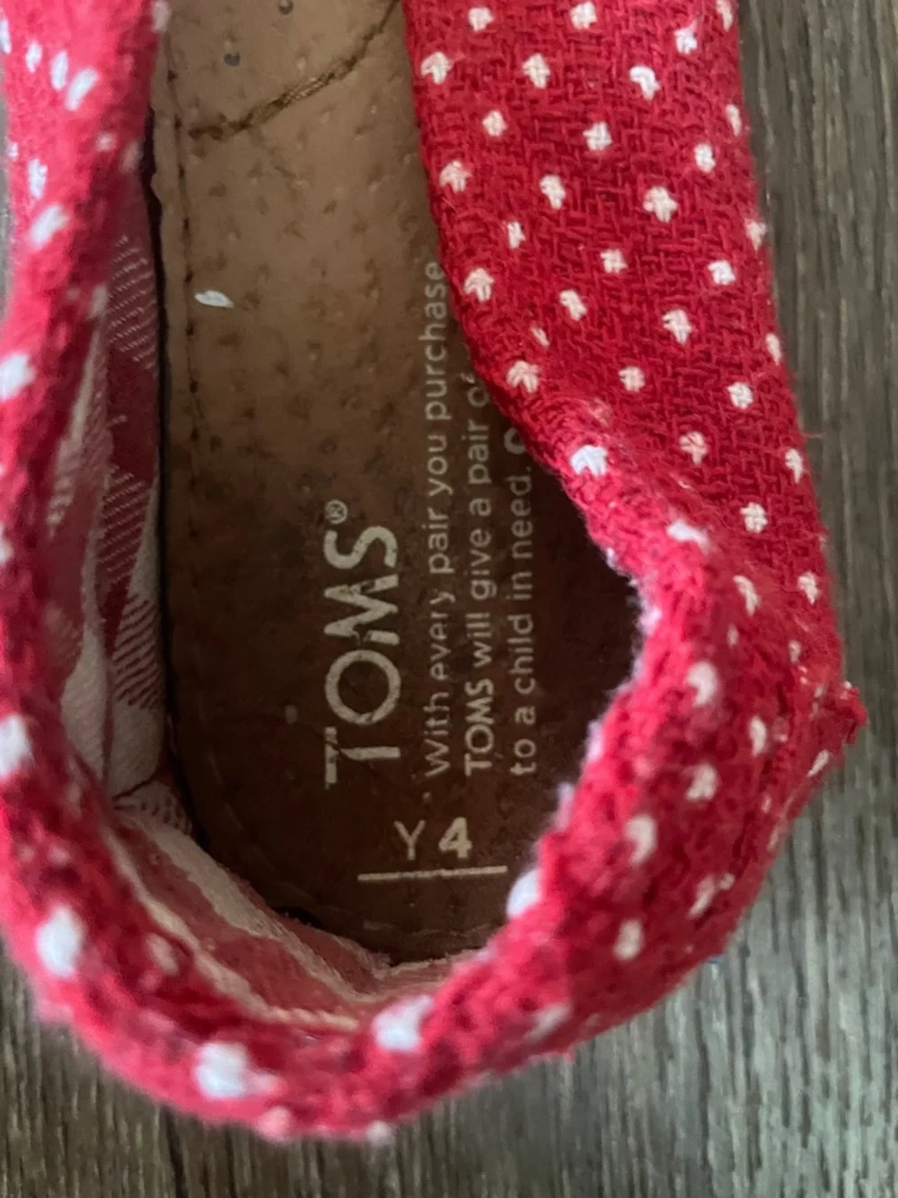Toms Red Knit Slip-On Shoes with White Dot Pattern